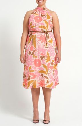 Estelle Luciana Floral Fit & Flare Midi Dress in Sepia Florals at Nordstrom, Size 18W