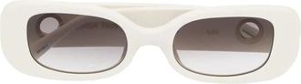 Linda Farrow Witte Casual Zonnebril Lola Stijl - Dames - Zonnebrillen - Wit - 52 MM - Accessoires