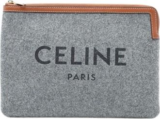 Celine Pre-owned Clutches, female, Gray, Size: ONE SIZE Pre-owned Wool Felt Clutch