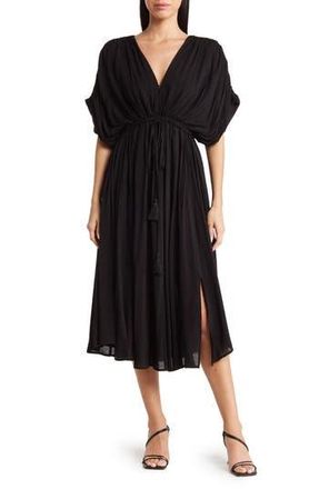 Wishlist Dolman Sleeve Tie Waist Midi Dress in Black at Nordstrom Rack, Size Medium
