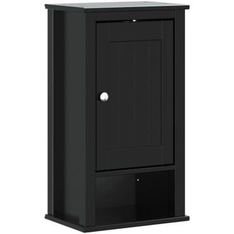 vidaXL Mueble De Pared Ba&ntilde;o Berg Madera Maciza Pino Negro 40x27x71,5cm Vidaxl