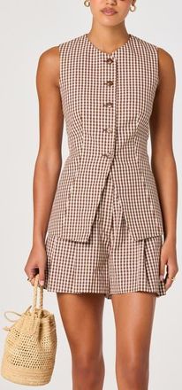 ASTR the Label Karan Check Cotton Vest in Brown Checker at Nordstrom, Size X-Small