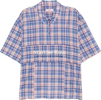 Martine Rose Polo in cotone a quadri - Blu