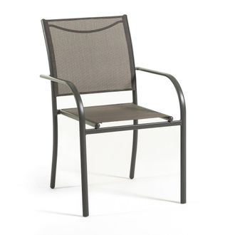 Siediti Fuori e Dentro Set de 6 sillas con reposabrazos de acero y textileno gris