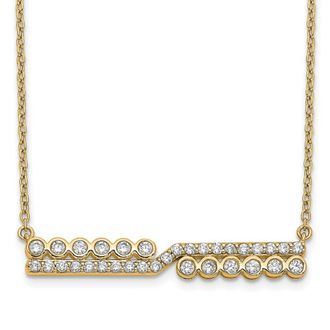 Diamond2Deal 14K Gold 1/2 Ct Lab Grown Diamond Bar Pendant Necklace Clarity VS, Color G-H