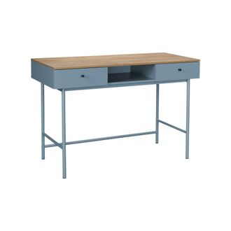 Sweeek Escritorio con efecto madera y hierro con 2 cajones y 1 compartimento