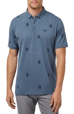 Travis Mathew Rome Around Floral Button Down Polo in Bering Sea at Nordstrom, Size Xx-Large