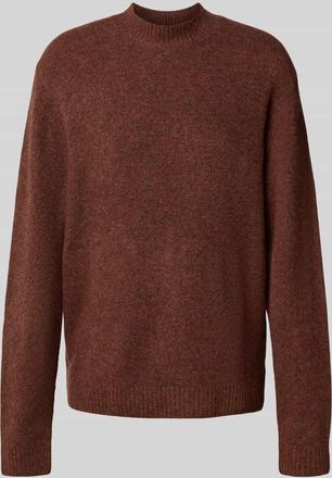 Mc Neal Strickpullover mit gerippten Abschlüssen in Dunkelrot Melange, Größe XXXL