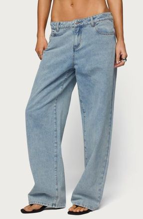 Edikted Dalina Low Rise Baggy Jeans in Light-Blue at Nordstrom, Size X-Small