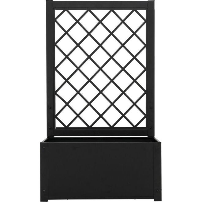 Elevated Lattice Planter 112CM Metal Planter Box with Trellis-Black