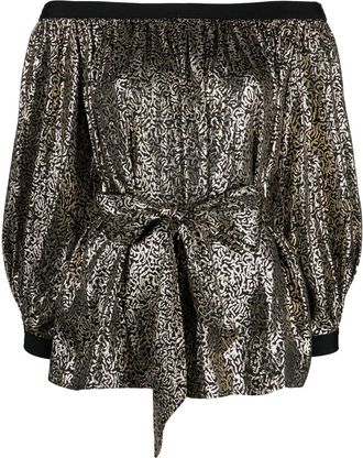 Saint Laurent 1980s metallic tie-waist blouse - women - Lurex - 34 - Gold