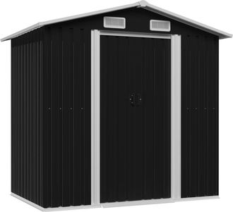 vidaXL Caseta De Jard&iacute;n De Acero Gris Antracita 204x132x186 Cm Vidaxl