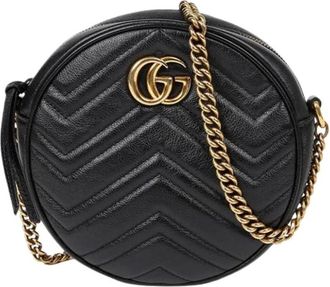 Gucci Pre-owned Cross Body Bags, female, Black, Size: ONE SIZE Pre-owned GG Marmont Mini Shoulder Crossbody Bag
