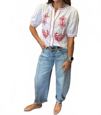 b.young Imalli Embroidered Blouse In White