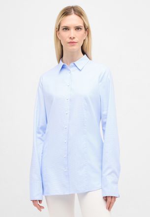 Eterna Hemdbluse ETERNA REGULAR FIT, Damen, Gr. 48, blau (hellblau), 100% Baumwolle, Blusen Hemdbluse