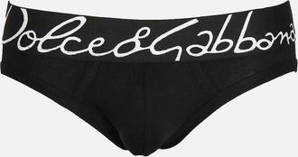 Dolce & Gabbana Mens Dolce & Gabbana Stretch Cotton Mid-Rise Briefs, Black - Size: Regular/40/32/34/35