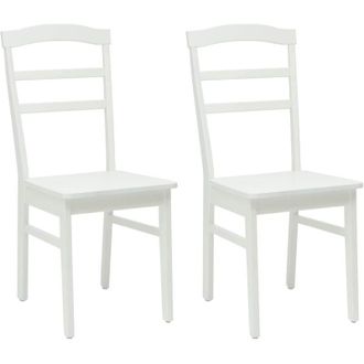 vidaXL Dining Chair 2 pcs White Solid Rubber Wood vidaXL