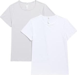 Yogalicious 2-Pack Tara Air Cloud Jersey T-Shirts in Micro Chip/White at Nordstrom Rack, Size X-Large