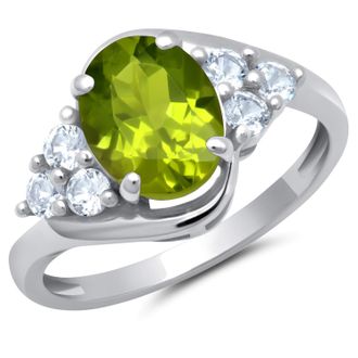 MAX + STONE 10k Yellow or White Gold Oval Cut Gemstone Sunburst Halo Ring