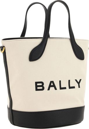 Bally Womens White And Black Leather Bucket Bag