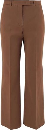 Ql2 Quelledue Teodora Stretch Cotton Pants - Dames - Wijde Broeken - Bruin - S - Katoen - Broeken