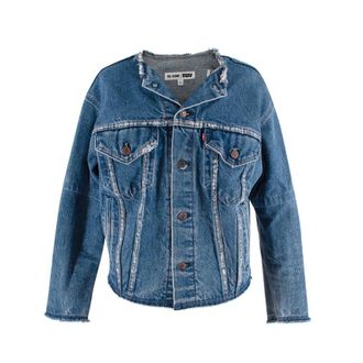 Re/Done Levis Mid-Wash Distressed Collarless Denim Jacket Size XS