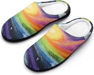 Generic Galaxy Planets Stars Moon Sun Nebula Slippers Men Winter Warm Cotton Anti-Slip Indoor Slip-Ons House Shoes