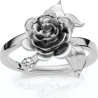 Pompeii3 Rose and Diamond Engagement Ring 14k Gold Lab Grown