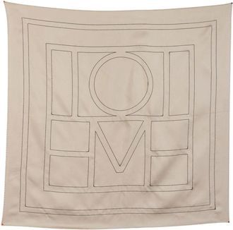 Toteme Accessoires, Dames, Beige, ONE Size, Geborduurd Monogram Sjaal