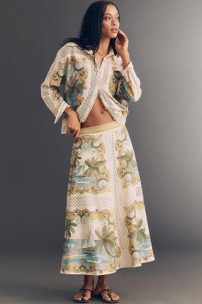 Farm Rio Royal Sea Midi Skirt