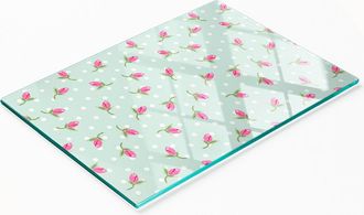 OEM Tabla De Servir De Cocina De Vidrio Templado Con Dise&ntilde;o De Rosas, 80x52 Cm