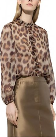 Luisa Cerano Animal Print Silk Blouse In Multi
