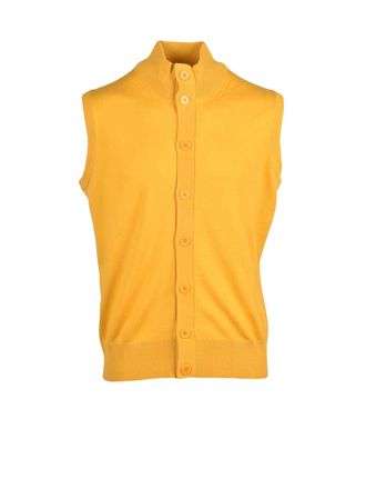 KANGRA Kangra Cotton Wool Blend Vest With Ribbed Collar And Structured Silhouette