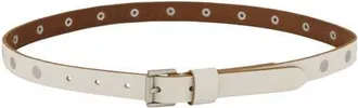 AllSaints Flat Stud Leather Belt in Birch White at Nordstrom, Size X-Large