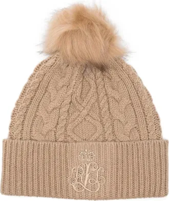 Lauren Ralph Lauren cable-knit pompom beanie - Brown