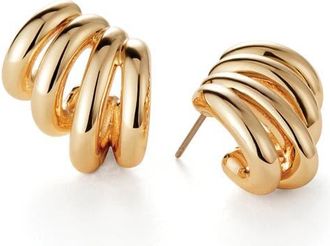 JENNY BIRD Monroe Rib Hoop Earrings in High Polish Gold at Nordstrom