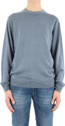 Woolrich Round-neck Knitwear, male, Blue, Size: XL Crewneck Sweater