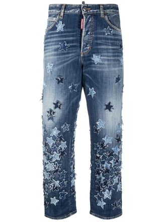 Dsquared2 star-embellished cropped jeans - Blauw