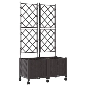 vidaXL Jardinera Con Enrejado Y Ruedas 2 Uds. Marr&oacute;n 80 X 40 X 149 Cm Vidaxl
