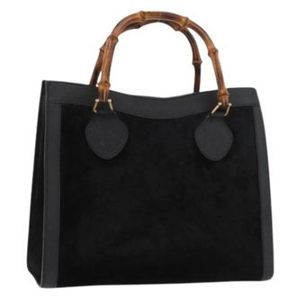 Gucci Pre-owned Handbags, female, Black, Size: ONE SIZE Pre-owned Vintage Suede Hand Bag
