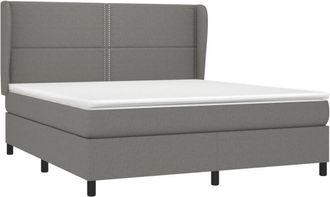 vidaXL Vidaxl - Cama Box Spring Con Colch&oacute;n Tela Gris Oscuro 180x200 Cm