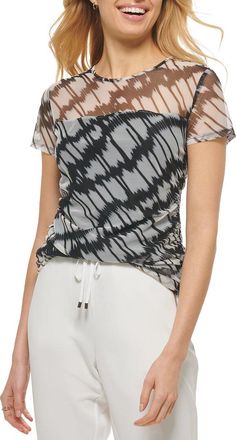 DKNY Dkny Printed Mesh Top