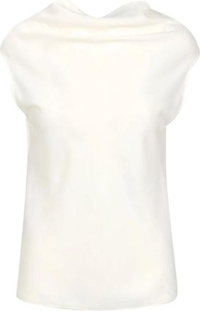 Philosophy di Lorenzo Serafini Cr&ecirc;pe Jurk met Gedrapeerde Kraag - Dames - Tops zonder mouwen - Beige - M - Tops