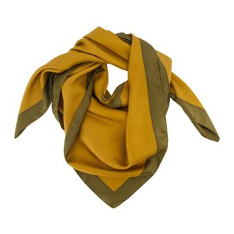 Saint Laurent Pa&ntilde;uelo Cassandre de sarga de seda - Accessories - Mujer - Verde - ONE SIZE