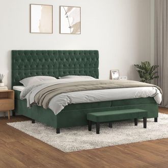 vidaXL Vidaxl - Cama Box Spring Con Colch&oacute;n Terciopelo Verde Oscuro 200x200 Cm