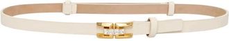 Elisabetta Franchi Leren Riem - Dames - Riemen - Beige - L - Leer - Accessoires