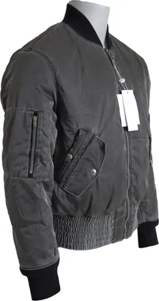 Maison Margiela Gray Bomber Zipper Pocket Sleeves Mens Jacket