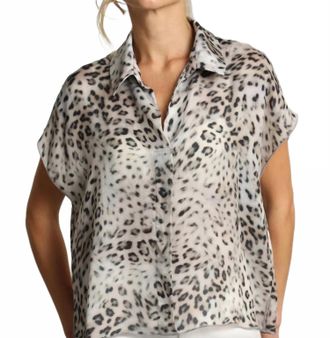 Lola & Sophie Relaxed Boxy Top In Grey Leopard