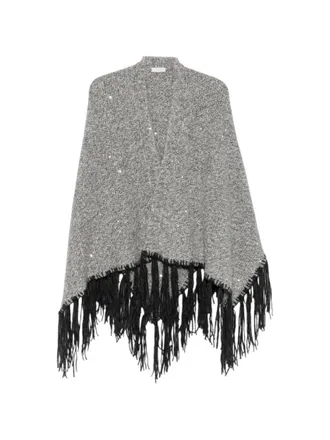 PESERICO Grey Textured Mock Collar Sweater