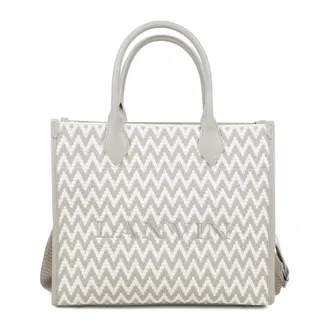 Lanvin Handbags, female, Multicolor, Size: ONE SIZE Jacquard Cotton and Leather Tote Bag